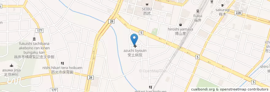 Mapa de ubicacion de 安土病院 en Jepun, 福井県, 福井市.