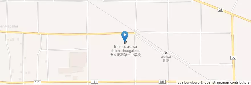 Mapa de ubicacion de 市立足羽第一中学校 en 日本, 福井県, 福井市.