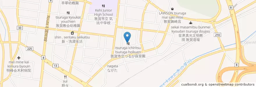 Mapa de ubicacion de 敦賀市立つるが保育園 en 日本, 福井县, 敦賀市.