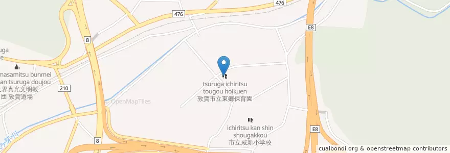 Mapa de ubicacion de 敦賀市立東郷保育園 en Japan, Fukui Prefecture, Tsuruga.