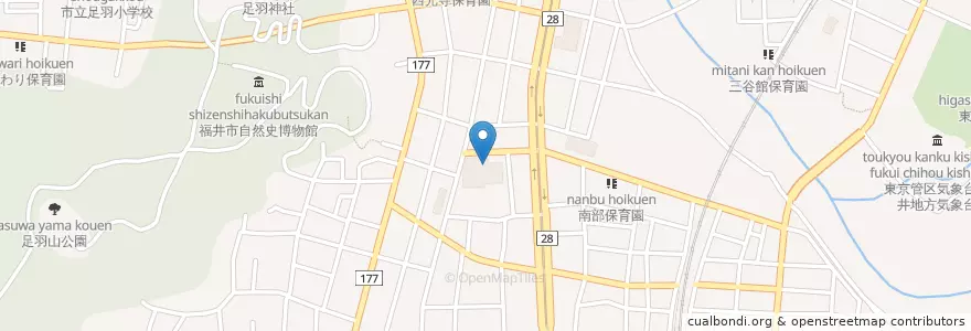 Mapa de ubicacion de 日本貿易振興機構福井貿易情報センター en Japan, Präfektur Fukui, 福井市.