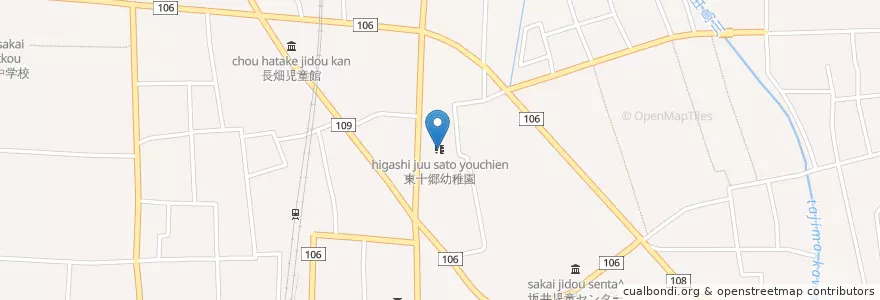 Mapa de ubicacion de 東十郷幼稚園 en 日本, 福井县, 坂井市.