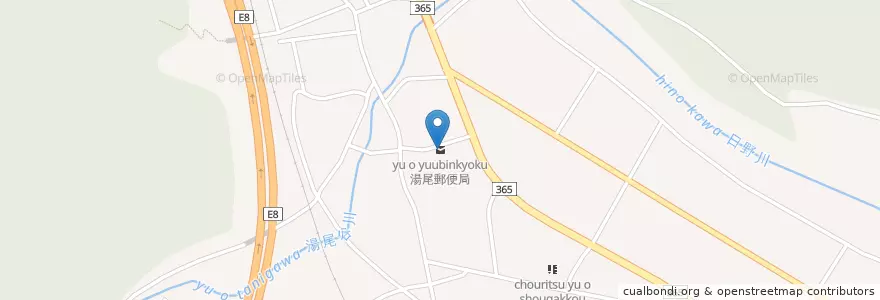 Mapa de ubicacion de 湯尾郵便局 en 日本, 福井県, 南条郡, 南越前町.