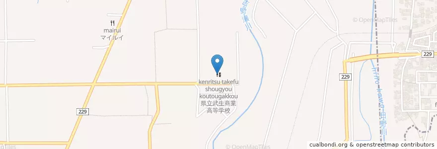 Mapa de ubicacion de 県立武生商業高等学校 en Japón, Prefectura De Fukui, 鯖江市, 越前市.