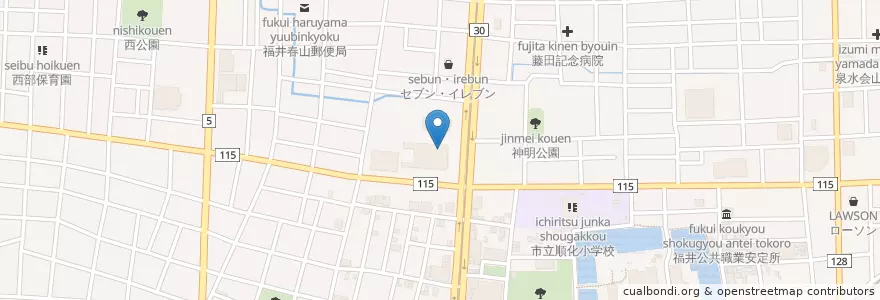 Mapa de ubicacion de 福井地方裁判所 en Jepun, 福井県, 福井市.