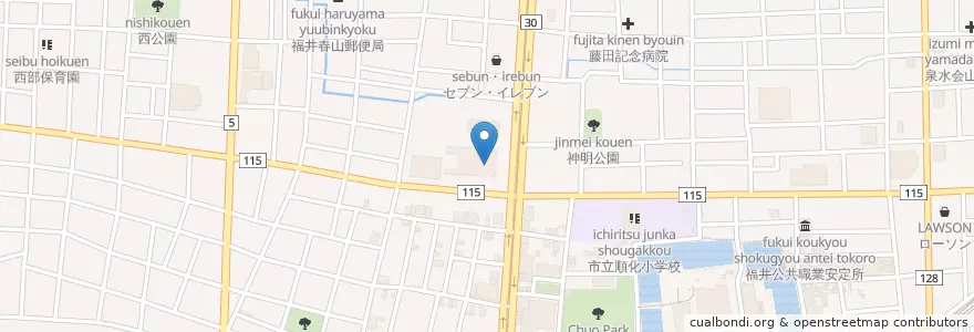 Mapa de ubicacion de 福井地方裁判所福井簡易裁判所 en Japon, Préfecture De Fukui, 福井市.