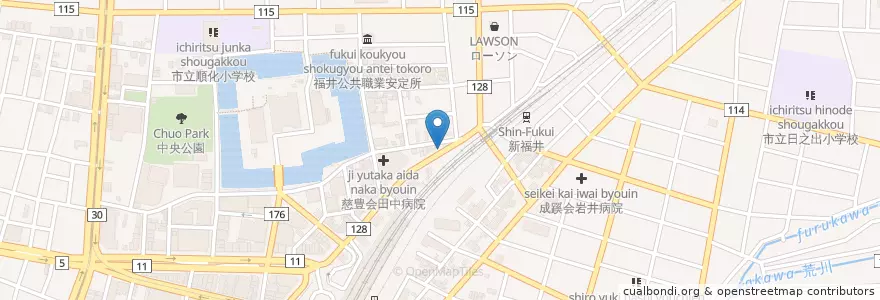 Mapa de ubicacion de 福井大手郵便局 en Japon, Préfecture De Fukui, 福井市.
