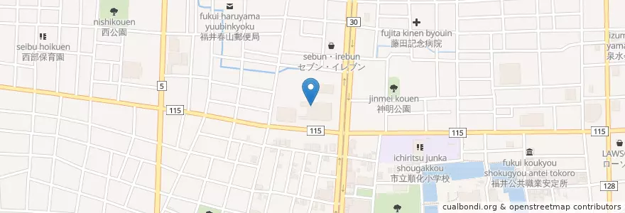 Mapa de ubicacion de 福井家庭裁判所 en Japan, 福井県, 福井市.