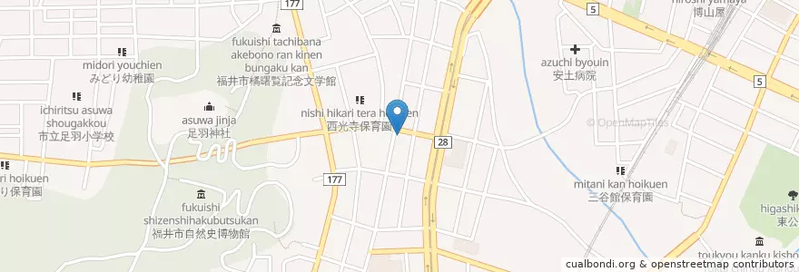Mapa de ubicacion de 福井毛矢郵便局 en Japon, Préfecture De Fukui, 福井市.