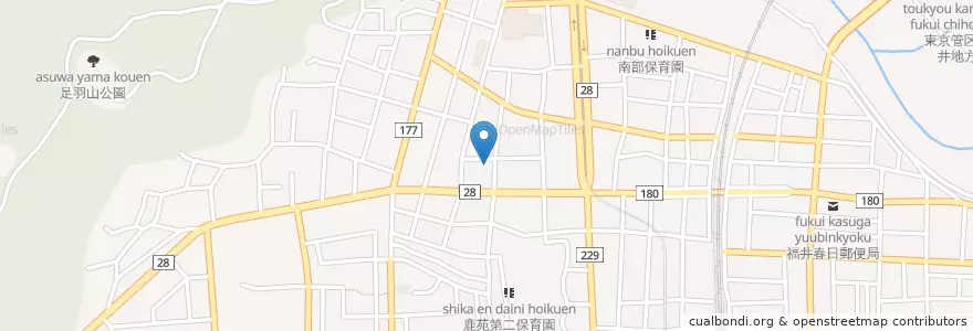 Mapa de ubicacion de 福井西木田郵便局 en Japonya, 福井県, 福井市.