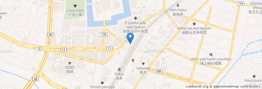 Mapa de ubicacion de 福井警察署駅前交番 en 日本, 福井県, 福井市.