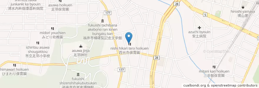 Mapa de ubicacion de 西光寺保育園 en Japón, Prefectura De Fukui, 福井市.
