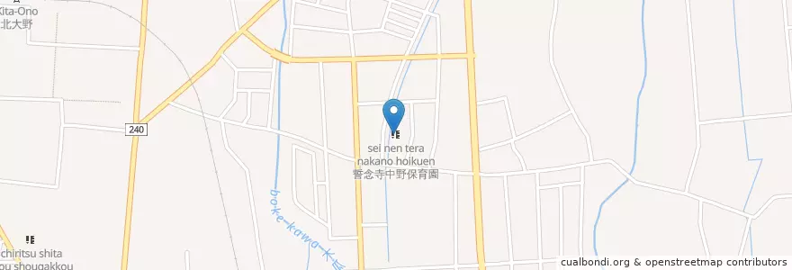 Mapa de ubicacion de 誓念寺中野保育園 en Japón, Prefectura De Fukui, 大野市.