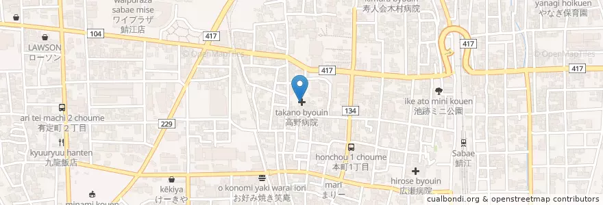 Mapa de ubicacion de 高野病院 en 日本, 福井県, 鯖江市.