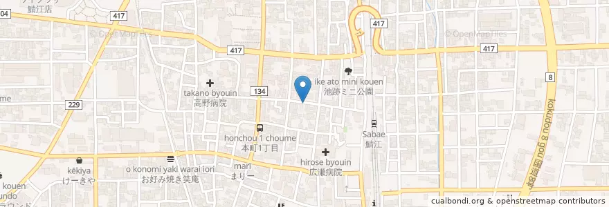 Mapa de ubicacion de 鯖江旭町郵便局 en Jepun, 福井県, 鯖江市.