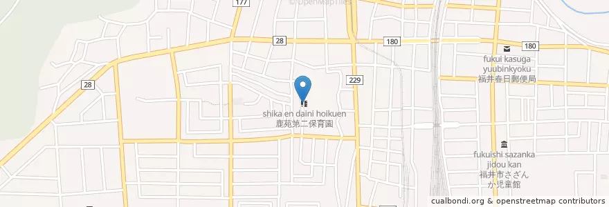 Mapa de ubicacion de 鹿苑第二保育園 en ژاپن, 福井県, 福井市.