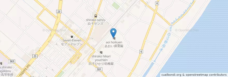 Mapa de ubicacion de あおい保育園 en Jepun, 三重県, 鈴鹿市.