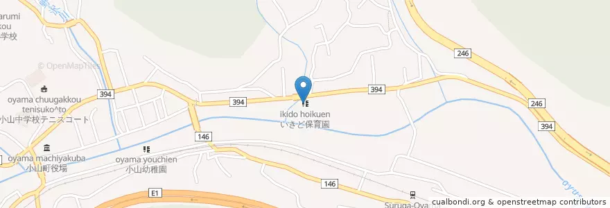 Mapa de ubicacion de いきど保育園 en Jepun, 静岡県, 駿東郡, 小山町.