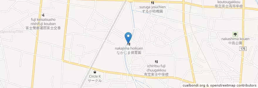 Mapa de ubicacion de なかじま保育園 en Japão, 静岡県, 富士市.