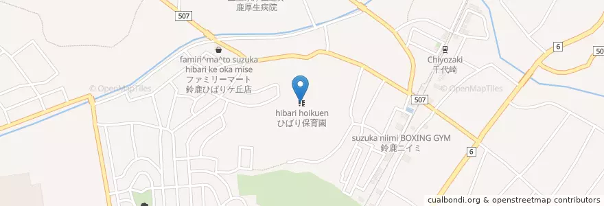 Mapa de ubicacion de ひばり保育園 en Япония, Миэ, 鈴鹿市.