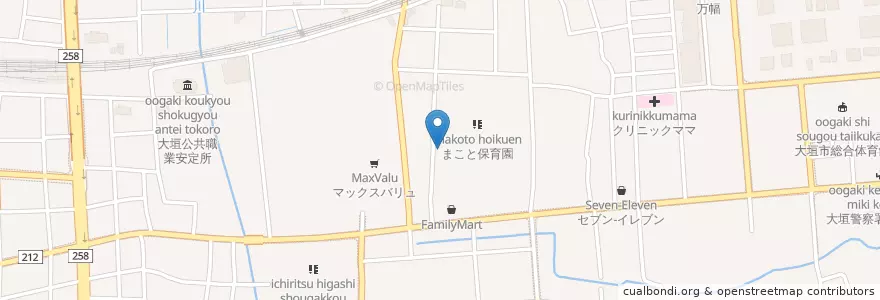 Mapa de ubicacion de まこと幼稚園 en Japan, Gifu Prefecture, Ogaki.