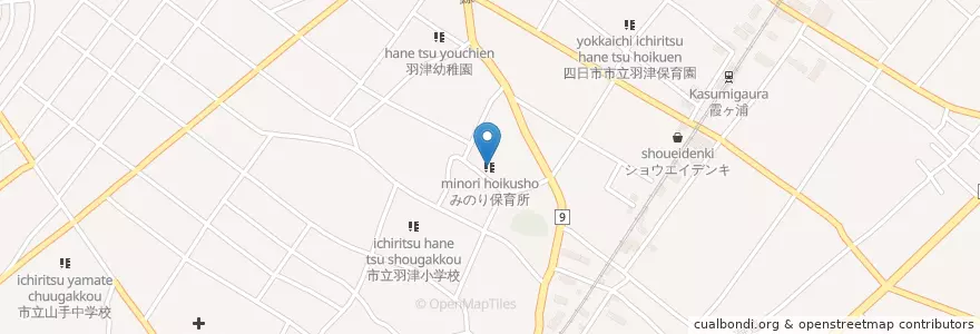 Mapa de ubicacion de みのり保育所 en Japan, Präfektur Mie, 四日市市.