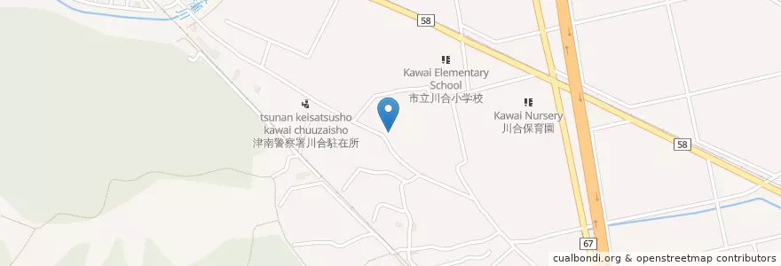 Mapa de ubicacion de 一志川合簡易郵便局 en Giappone, Prefettura Di Mie, 津市.