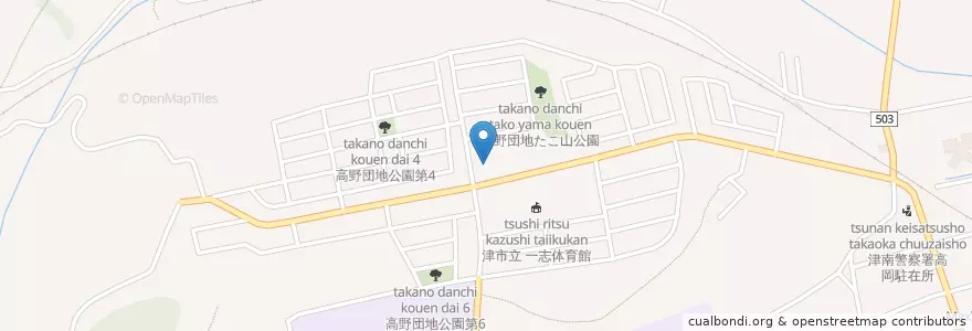 Mapa de ubicacion de 一志高野団地簡易郵便局（一時閉鎖中） en Japan, 三重県, 津市.
