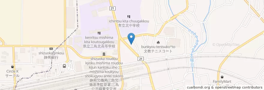 Mapa de ubicacion de 三島市消防署北分遣所 en 日本, 静岡県, 三島市.