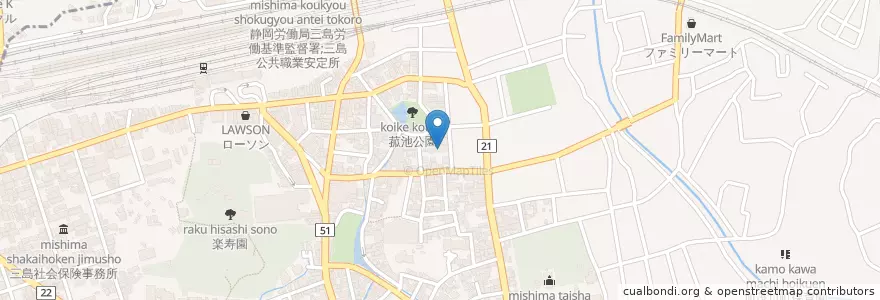 Mapa de ubicacion de 三島恵泉幼稚園 en 日本, 静岡県, 三島市.