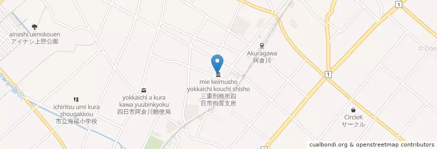 Mapa de ubicacion de 三重刑務所四日市拘置支所 en 日本, 三重県/三重縣, 四日市市.