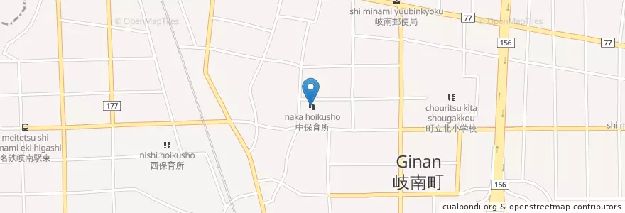 Mapa de ubicacion de 中保育所 en 日本, 岐阜県, 羽島郡, 岐南町.