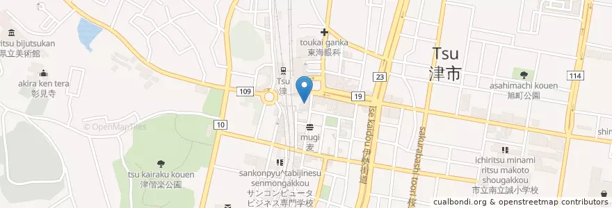 Mapa de ubicacion de 中小企業基盤整備機構三重事務所 en Giappone, Prefettura Di Mie, 津市.