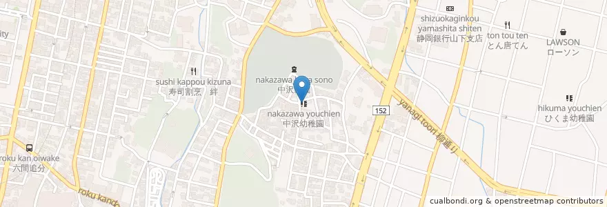 Mapa de ubicacion de 中沢幼稚園 en Japón, Prefectura De Shizuoka, 浜松市, 中区.