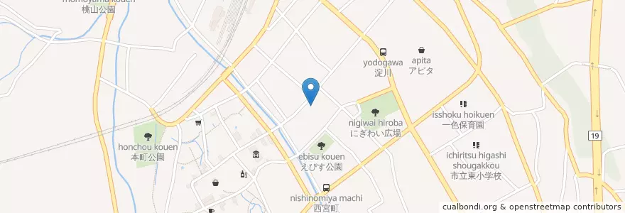 Mapa de ubicacion de 中津川郵便局 en 日本, 岐阜県, 中津川市.