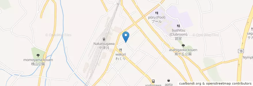 Mapa de ubicacion de 中津川駅前郵便局 en Japón, Prefectura De Gifu, 中津川市.