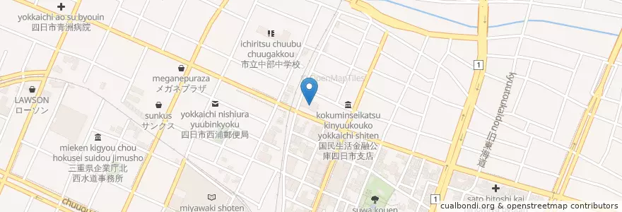 Mapa de ubicacion de 中消防署 en Japon, Préfecture De Mie, 四日市市.