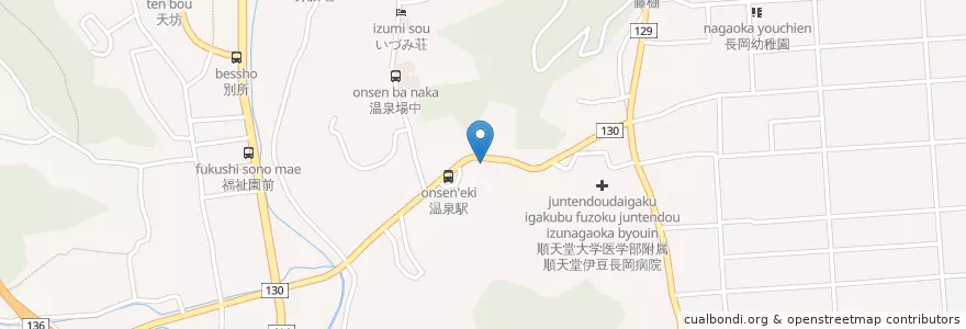 Mapa de ubicacion de 伊豆長岡郵便局 en Giappone, Prefettura Di Shizuoka, 伊豆の国市.