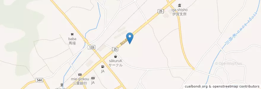 Mapa de ubicacion de 伊賀郵便局 en 日本, 三重県/三重縣, 伊賀市.