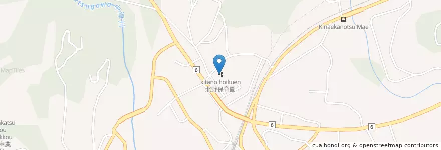 Mapa de ubicacion de 北野保育園 en 日本, 岐阜県, 中津川市.