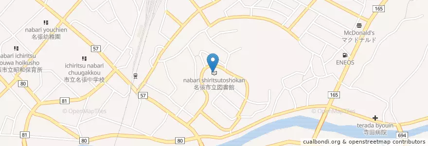 Mapa de ubicacion de 名張市立図書館 en Japonya, 三重県, 名張市.