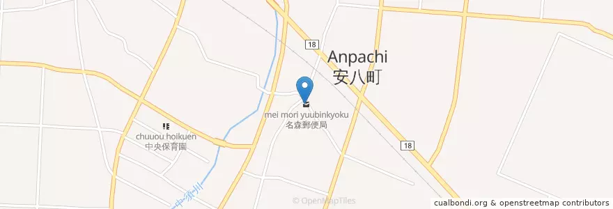 Mapa de ubicacion de 名森郵便局 en Japonya, 岐阜県, 安八郡, 安八町.