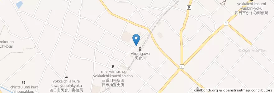 Mapa de ubicacion de 四日市北警察署阿倉川交番 en 日本, 三重県, 四日市市.