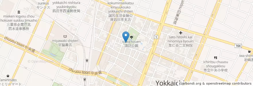 Mapa de ubicacion de 四日市南警察署諏訪交番 en Giappone, Prefettura Di Mie, 四日市市.