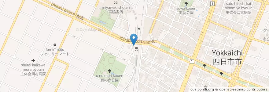Mapa de ubicacion de 四日市南警察署近鉄四日市駅前警備派出所 en Japan, 三重県, 四日市市.