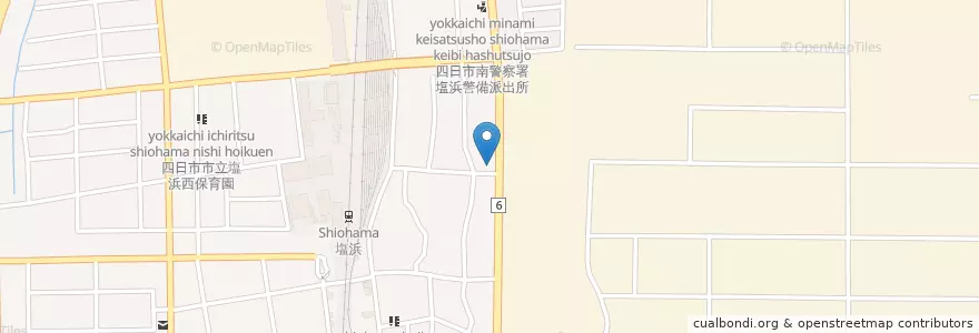 Mapa de ubicacion de 四日市塩浜郵便局 en Giappone, Prefettura Di Mie, 四日市市.