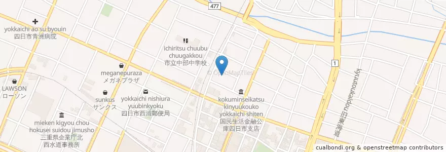 Mapa de ubicacion de 四日市幼稚園 en Japan, 三重県, 四日市市.