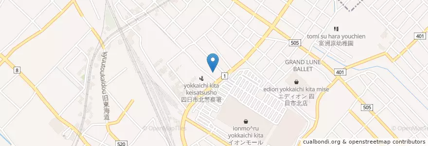 Mapa de ubicacion de 四日市松原郵便局 en Japan, 三重県, 四日市市.