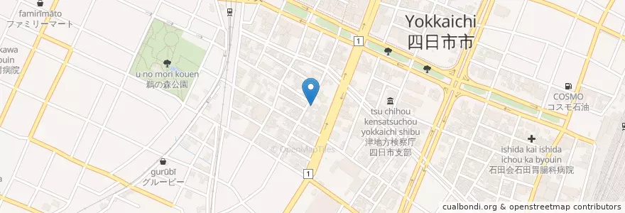 Mapa de ubicacion de 四日市浜田郵便局 en اليابان, 三重県, 四日市市.