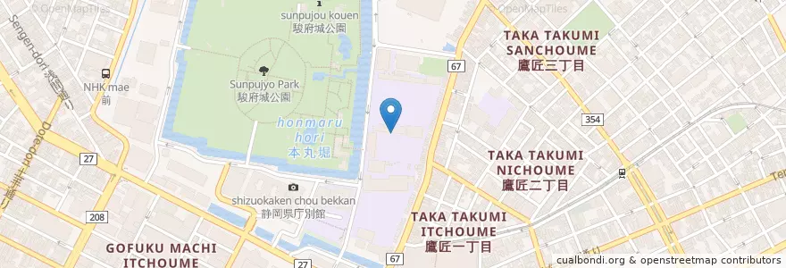 Mapa de ubicacion de 国立静岡大学教育学部附属静岡小学校 en Japan, Präfektur Shizuoka, 静岡市, 葵区.
